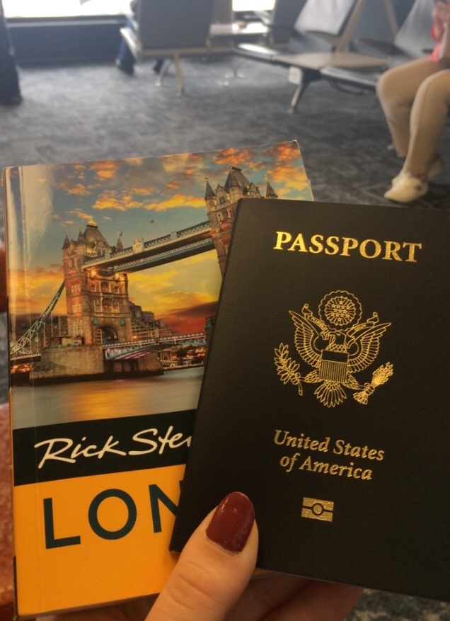 Photo of passport at the airport.